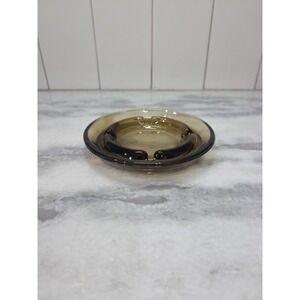 Mid‎ Century Modern Smokey Ashtray, Vintage Amber Ashtray, Art Deco 5" Ashtray